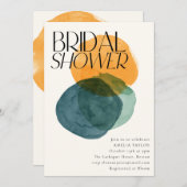 Invitation Modern Watercolor Abstract Circles Bridal Shower  (Devant / Derrière)