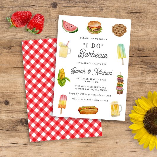 Invitation Modern Watercolor Barbecue BBQ Engagement Party