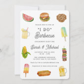 Invitation Modern Watercolor Barbecue BBQ Engagement Party (Devant)