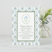 Invitation Modern Watercolor Blue flowers Bridal ShInvitation (Debout devant)