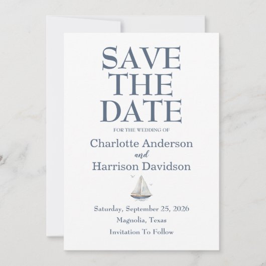 Invitation Modern Watercolor Coastal Seascape Wedding (Devant)