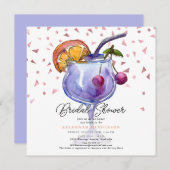 Invitation Modern Watercolor Cocktail Bridal Shower  (Devant / Derrière)