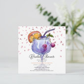 Invitation Modern Watercolor Cocktail Bridal Shower  (Debout devant)