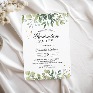 Invitation Modern Watercolor Green leaves Branch Invite
