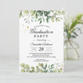Invitation Modern Watercolor Green leaves Branch Invite (Debout devant)
