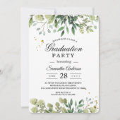 Invitation Modern Watercolor Green leaves Branch Invite (Devant)