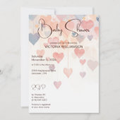 Invitation Modern Watercolor Hearts Baby Shower  (Devant)