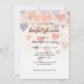 Invitation Modern Watercolor Hearts Bridal Shower (Devant)