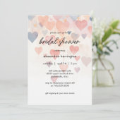 Invitation Modern Watercolor Hearts Bridal Shower (Debout devant)