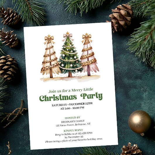 Invitation Modern watercolor leopard Christmas tree invite