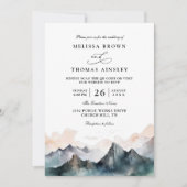 Invitation Modern Watercolor Mountain Forest QR Code Wedding (Devant)