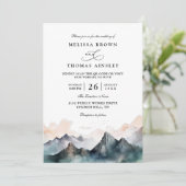 Invitation Modern Watercolor Mountain Forest QR Code Wedding (Debout devant)