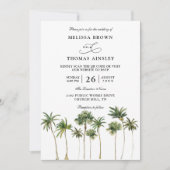 Invitation Modern Watercolor Palm Budget QR Code Wedding  (Devant)