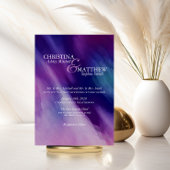 Invitation Modern Watercolor Purple Navy Blue Wedding
