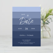 Invitation Modern Wave Stripes Beach Mariage photo Enregistre (Debout devant)