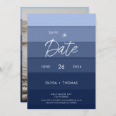 Invitation Modern Wave Stripes Beach Mariage photo Enregistre (Devant / Derrière)