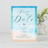 Invitation Modern Waves Beach Photo Wedding Enregistrer la da (Debout devant)