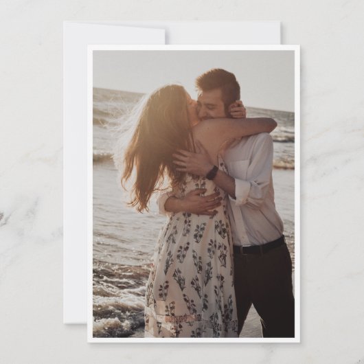 Invitation Modern Waves Beach Photo Wedding Enregistrer la da (Dos)