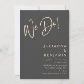 Invitation Modern We Do Elegant Charcoal Black Beige Wedding (Devant)