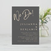 Invitation Modern We Do Elegant Slate Black Beige Wedding (Debout devant)