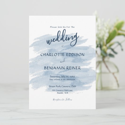 Invitation Modern Wedding Shades of Blue (Debout devant)