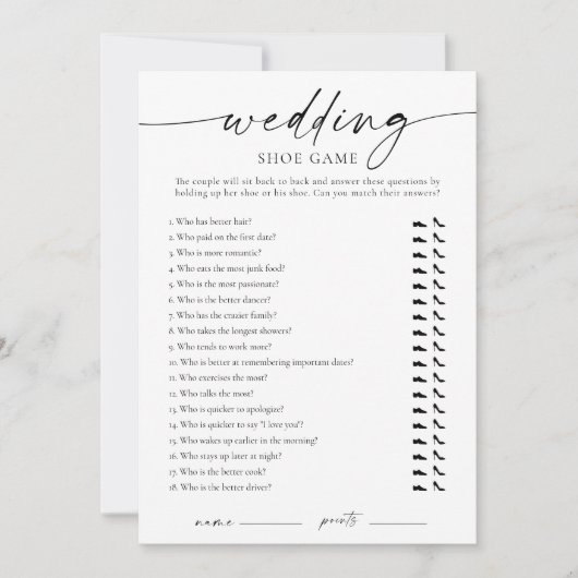 Invitation Modern Wedding Shoe Game (Devant)