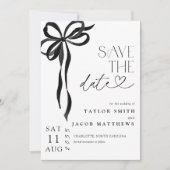 Invitation Modern Whimsical Black Bow Script Save the Date (Devant)