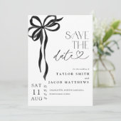 Invitation Modern Whimsical Black Bow Script Save the Date (Debout devant)