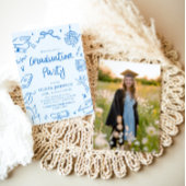 Invitation Modern Whimsical Hand Drawn Blue Graduation Party