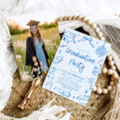 Invitation Modern Whimsical Hand Drawn Blue Graduation Party