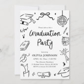 Invitation Modern Whimsical Hand Drawn Bow Graduation Party  (Devant)
