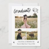 Invitation Modern Whimsical Hand Drawn Bow Graduation Party  (Dos)