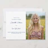Invitation Modern White and Blue Photo Grad Announcement (Dos)
