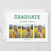 Invitation Modern White and Green Photo Graduation  (Devant)
