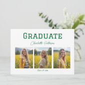 Invitation Modern White and Green Photo Graduation  (Debout devant)