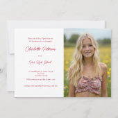 Invitation Modern White and Red Photo Graduation  (Dos)