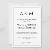 Invitation Modern white black minimalist wedding (Devant)