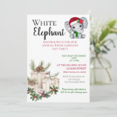 Invitation Modern White Elephant Kids Christmas party  (Debout devant)