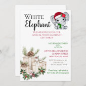 Invitation Modern White Elephant Kids Christmas party  (Devant / Derrière)