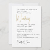 Invitation Modern White Gold Elegant Ajouter Votre Mariage Ph (Dos)
