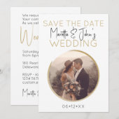 Invitation Modern White Gold Elegant Ajouter Votre Mariage Ph (Devant / Derrière)