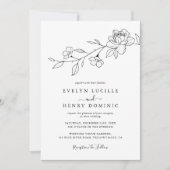 Invitation Modern Wildflower Floral Line Art Elegant Wedding (Devant)