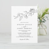 Invitation Modern Wildflower Floral Line Art Elegant Wedding (Debout devant)