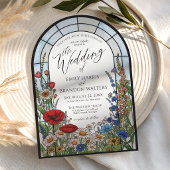 Invitation Modern Wildflower Stained Glass Arch Wedding
