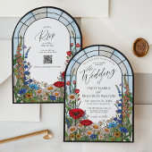 Invitation Modern Wildflower Stained Glass Arch Wedding