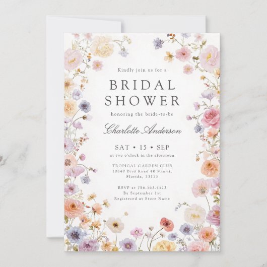 Invitation Modern Wildflowers Bridal Shower (Devant)