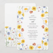 Invitation Modern wildflowers spring wedding (Devant / Derrière)