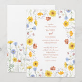 Invitation Modern wildflowers spring wedding (Devant / Derrière)