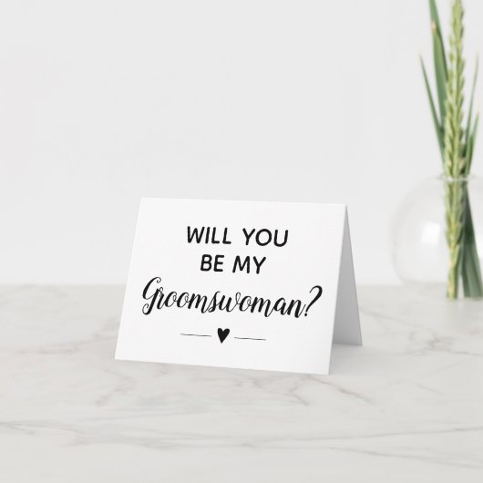 Invitation Modern Will You Be My Groomswoman Proposition Card (Devant)