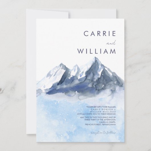 Invitation Modern Winter Mountain Pattern Wedding (Devant)